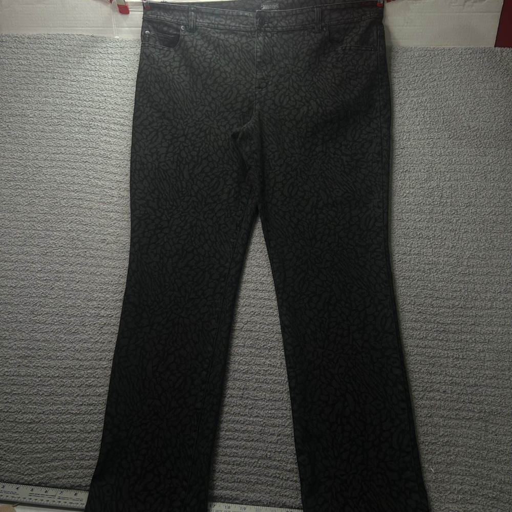 Additions by Chico's Animal Print Pants Black Leopard Size 2 12 Chic Edgy Trend